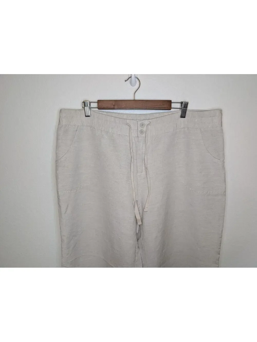 Coldwater Creek Womens Beige Linen Blend Pants Size 18 Relaxed Straight Leg - Picture 2 of 9